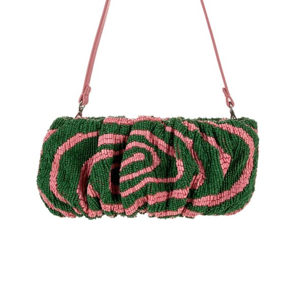 STAUD Pink and Green Beaded Wristlet - Picture 1 of 8